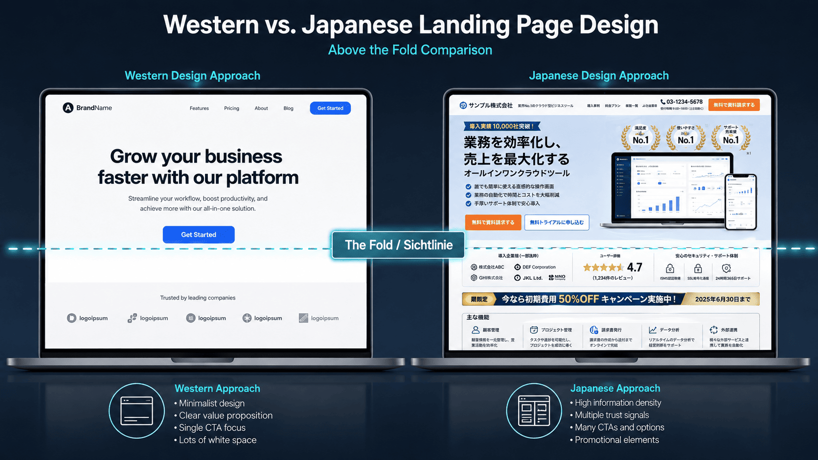 Website Fold West vs Japan