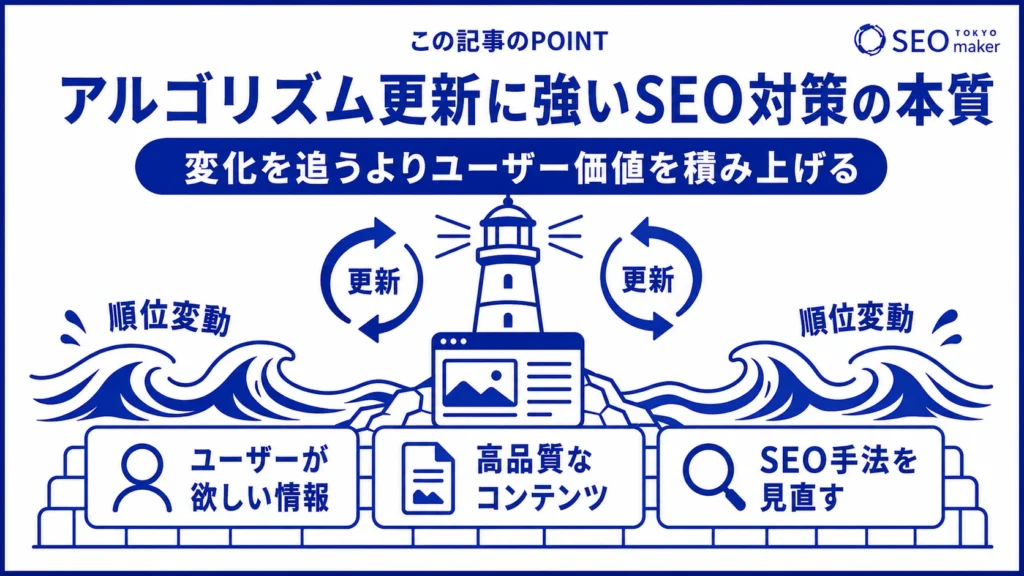 アルゴリズム更新に強いSEO対策の考え方をまとめた図