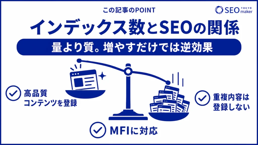 インデックス数とSEO効果の関係を表す図