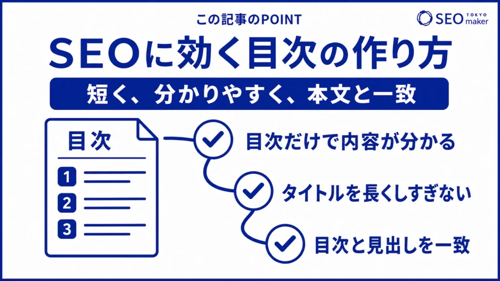 SEOに効果的な目次の作り方をまとめた図