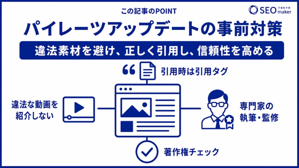 パイレーツアップデートの対策方法をまとめた図