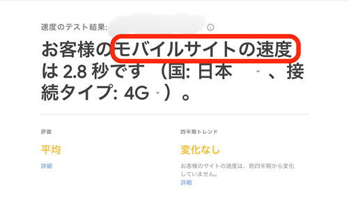モバイルサイトの速度
