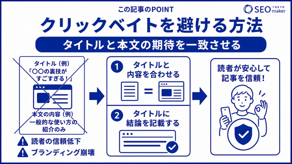 クリックベイトを避ける方法をまとめた図