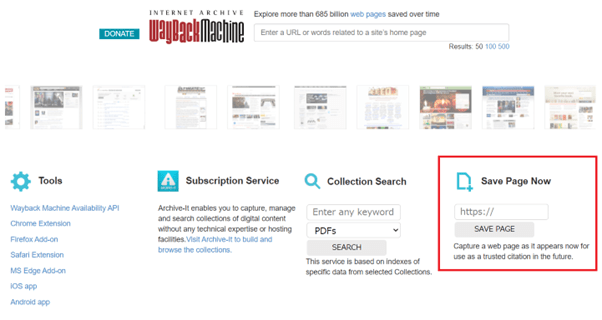 wayback-Save Page Now