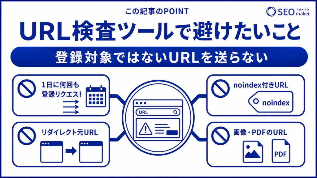 URL検査ツールで避けるべきことをまとめた図