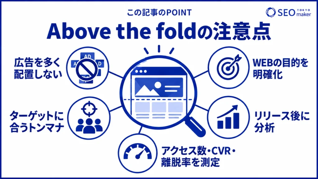 Above the foldを設計するうえで注意すべきポイントをまとめた図