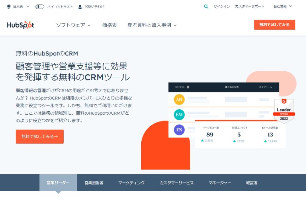 hubspot　crm