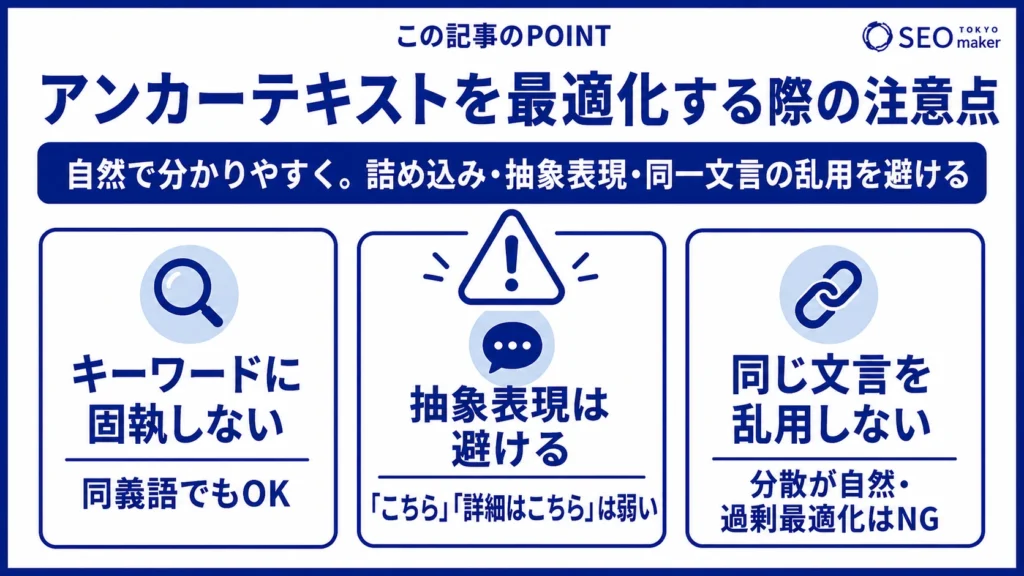 アンカーテキストを最適化する際の注意点をまとめた図