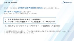 求人サイトSEO支援事例のスライド１