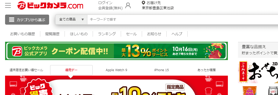 5位:ビックカメラ