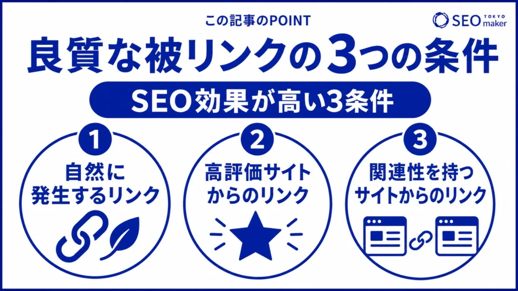 良質な被リンクの条件をまとめた図
