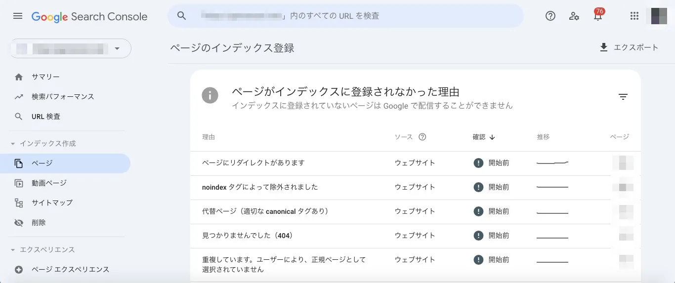 クロールされるべきページで漏れがないか