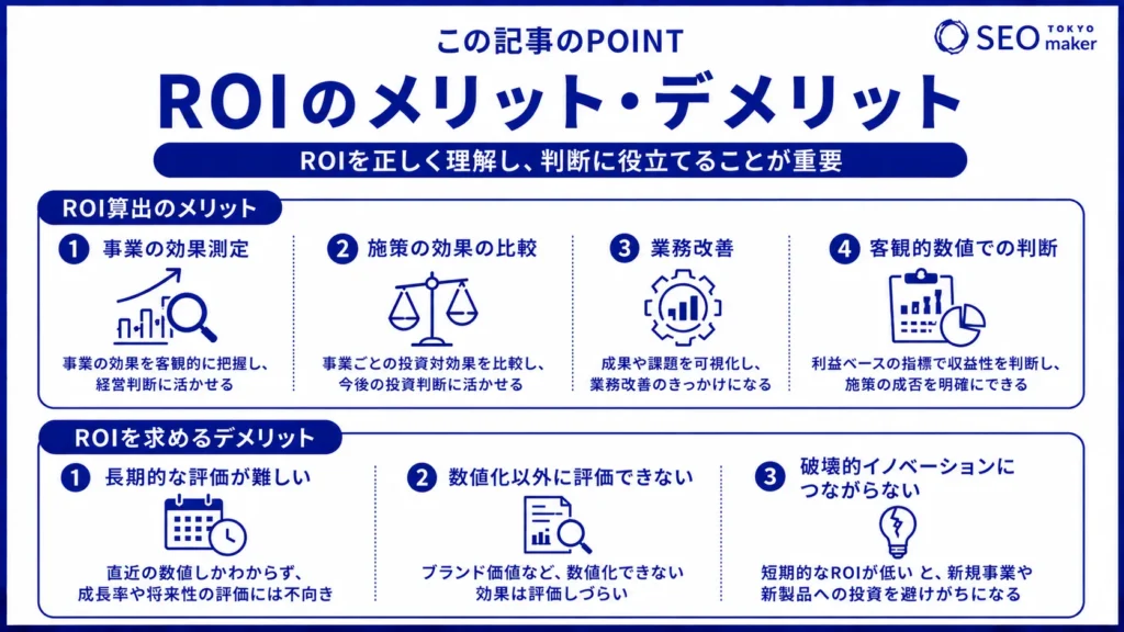 ROIとは?ROIに関連する指標とメリット・デメリットの解説②