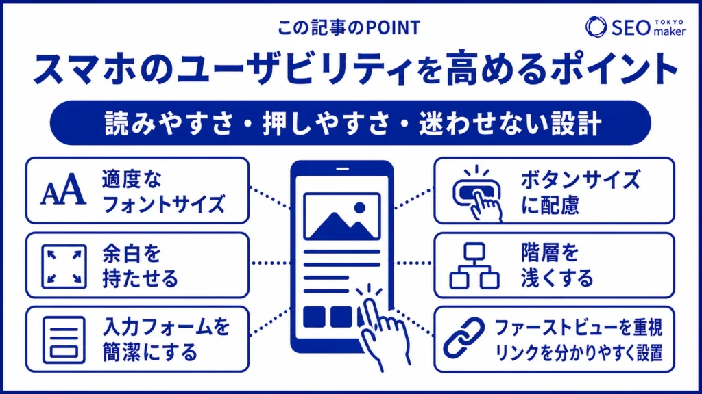 スマホのユーザビリティを高める方法をまとめた図