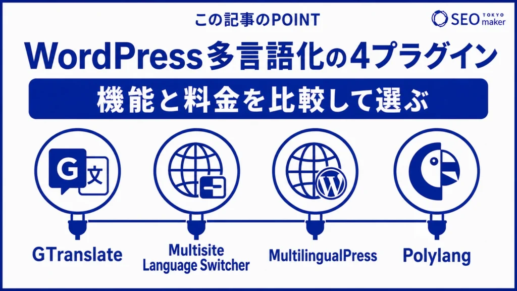多言語化できるWordPressプラグインをまとめた図