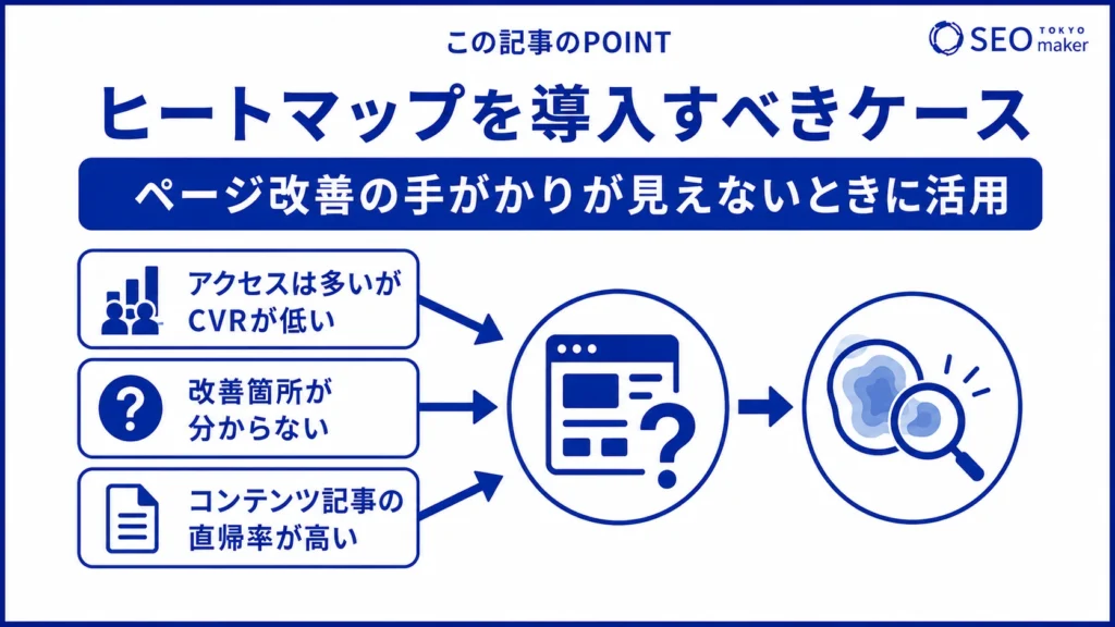 ヒートマップを導入すべきケースをまとめた図