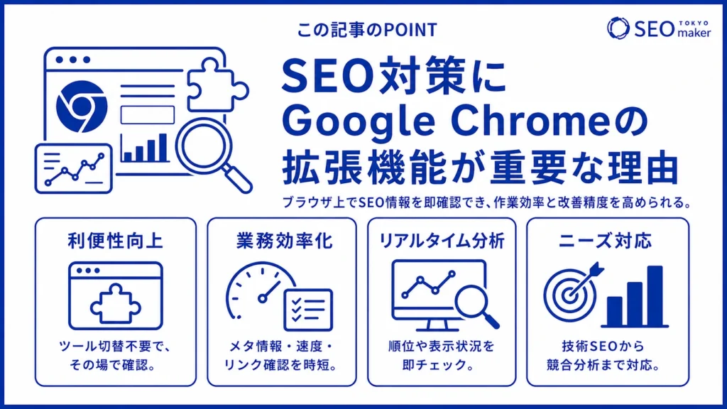 Google Chromeの拡張機能がSEO対策で重要な理由を図解