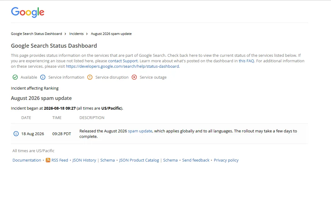 spamupdate-Googledashboad