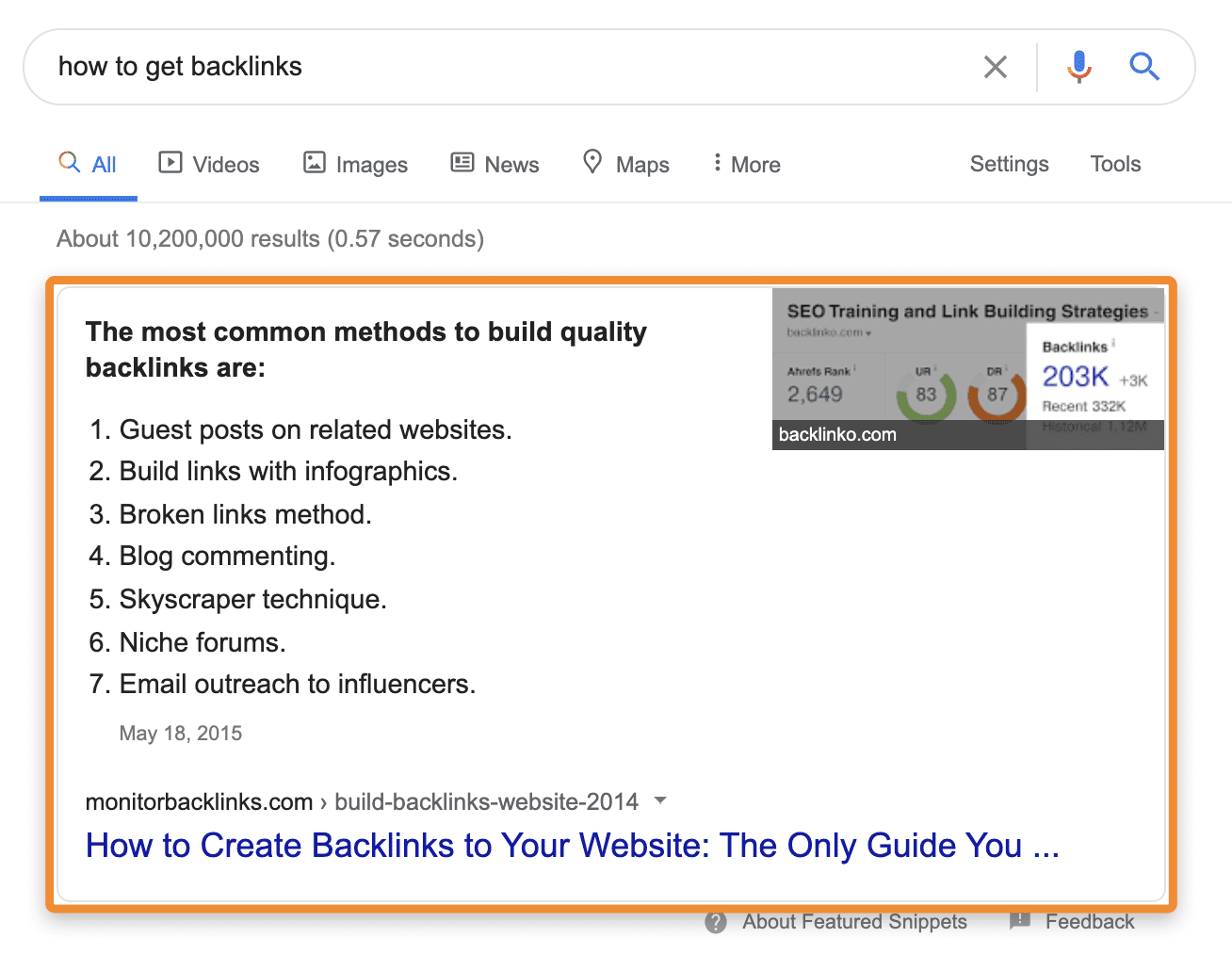 「most popular websites」という検索クエリ