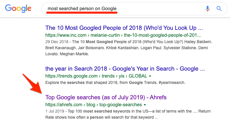 Google検索上位100位までの当社のリスト